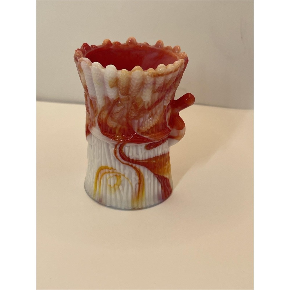 1974 St Clair Bob And Mauve  Red Slag Toothpick Holder Wheat Stalk Pattern